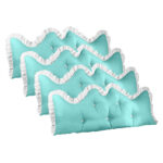 4x 180cm Light Blue Princess Bed Pillow Headboard Backrest Bedside Tatami Sofa Cushion with Ruffle Lace Decor