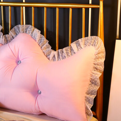 4x 180cm Pink Princess Bed Pillow Headboard Backrest Bedside Tatami Sofa Cushion with Ruffle Lace Decor - Image 8