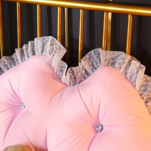 4x 180cm Pink Princess Bed Pillow Headboard Backrest Bedside Tatami Sofa Cushion with Ruffle Lace Decor - Image 9