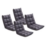 4x Grey Lounge Floor Recliner Adjustable Gaming Sofa Bed Folding Indoor Outdoor Backrest Seat