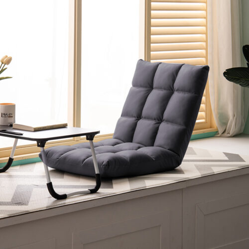 4x Grey Lounge Floor Recliner Adjustable Gaming Sofa Bed Folding Indoor Outdoor Backrest Seat - Image 2