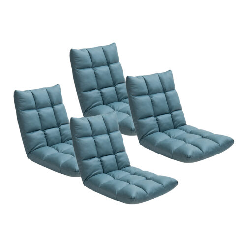 4x Green Lounge Floor Recliner Adjustable Gaming Sofa Bed Folding Indoor Outdoor Backrest Seat