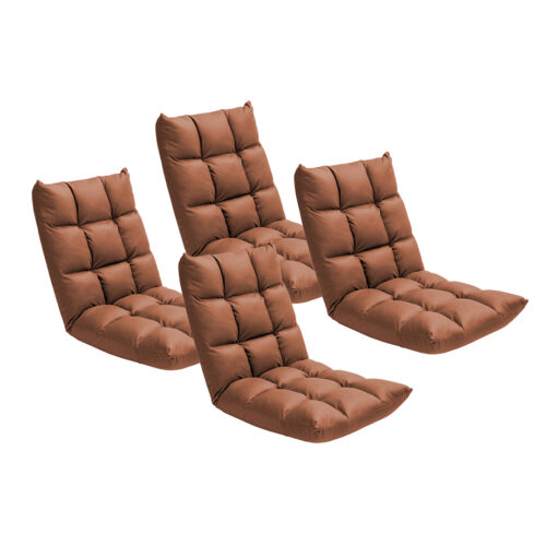 4x Coffee Lounge Floor Recliner Adjustable Gaming Sofa Bed Folding Indoor Outdoor Backrest Seat