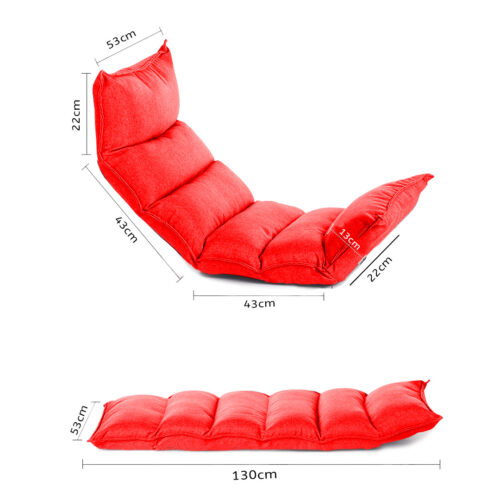 4x Folding Tatami Floor Sofa Bed Meditation Lounge Chair Recliner Lazy Couch Red - Image 2