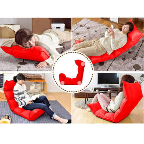 4x Folding Tatami Floor Sofa Bed Meditation Lounge Chair Recliner Lazy Couch Red - Image 7