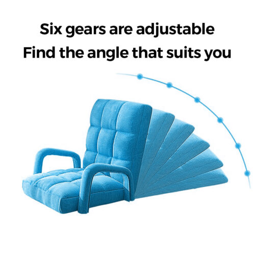 4x Folding Lounge Cushion Adjustable Floor Lazy Recliner Chair with Armrest Blue - Image 3
