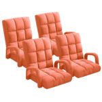 4x Folding Lounge Cushion Adjustable Floor Lazy Recliner Chair with Armrest Orange