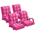 4x Folding Lounge Cushion Adjustable Floor Lazy Recliner Chair with Armrest Pink