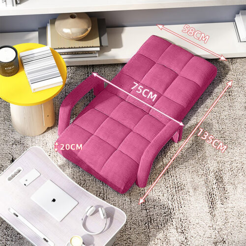 4x Folding Lounge Cushion Adjustable Floor Lazy Recliner Chair with Armrest Pink - Image 2