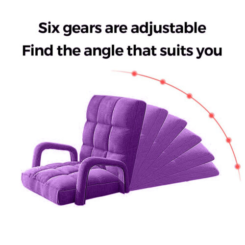 4x Folding Lounge Cushion Adjustable Floor Lazy Recliner Chair with Armrest Purple - Image 3