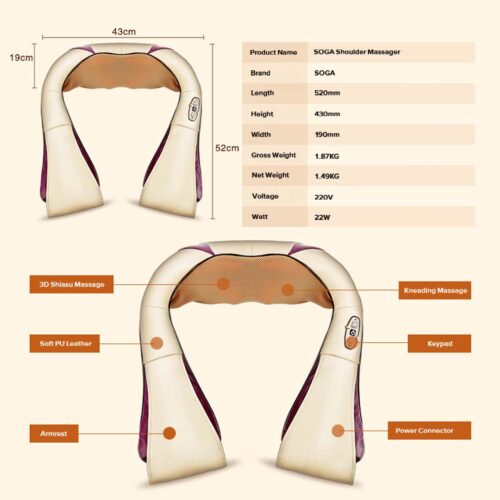 2x Electric Kneading Neck Shoulder Arm Body Massager with Heat Health Care - Image 6