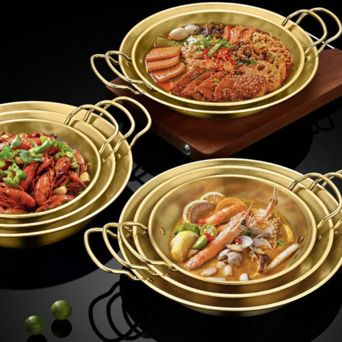 21cm Signature Dry Pot crafted with 201 Material in Gold for Kitchen - Image 4