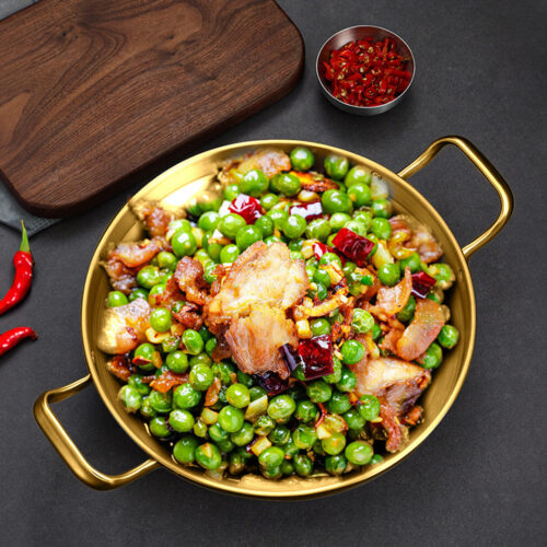 28cm Dry Pot Gold Plated 202 Material Stainless Steel Kitchen - Image 3