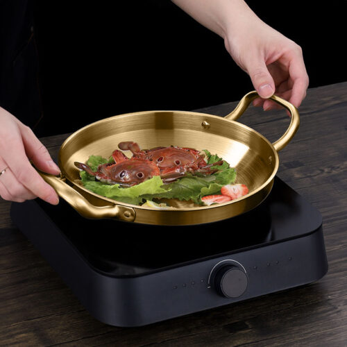 28cm Dry Pot Gold Plated 202 Material Stainless Steel Kitchen - Image 4