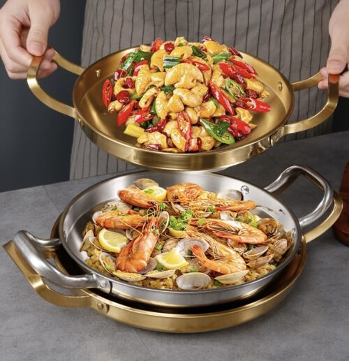 28cm Dry Pot Gold Plated 202 Material Stainless Steel Kitchen - Image 5