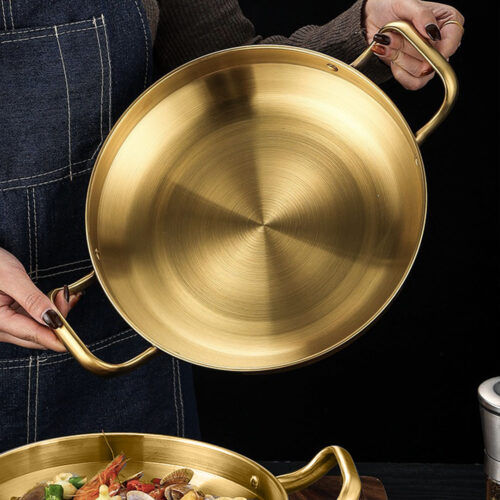 28cm Dry Pot Gold Plated 202 Material Stainless Steel Kitchen - Image 8