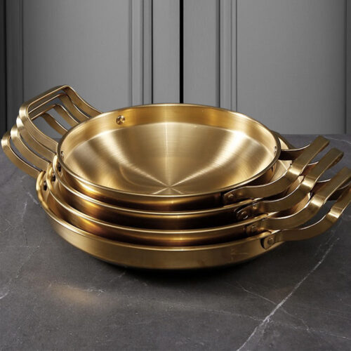 28cm Dry Pot Gold Plated 202 Material Stainless Steel Kitchen - Image 9