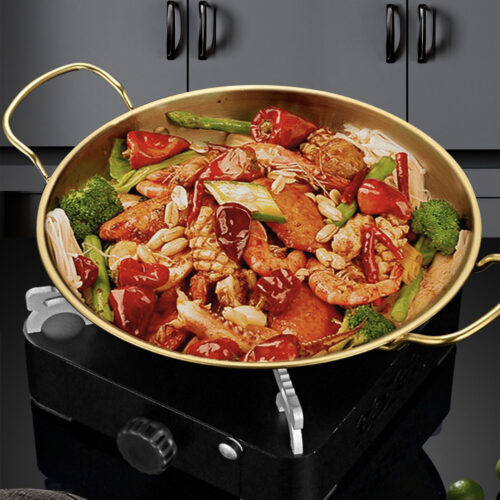 25cm Signature Dry Pot crafted with 201 Material in Gold for Kitchen - Image 2