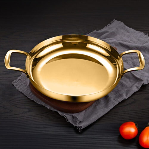 32cm Flat Base Seafood Dry Pot in Elegant Gold Color with Durable for Kitchen - Image 2