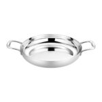 36cm Flat Base Seafood Dry Pot in Elegant Silver Finish with Durable for Kichen
