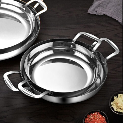36cm Flat Base Seafood Dry Pot in Elegant Silver Finish with Durable for Kichen - Image 4