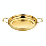 36cm Flat Base Seafood Dry Pot in Elegant Gold Color with Durable for Kitchen