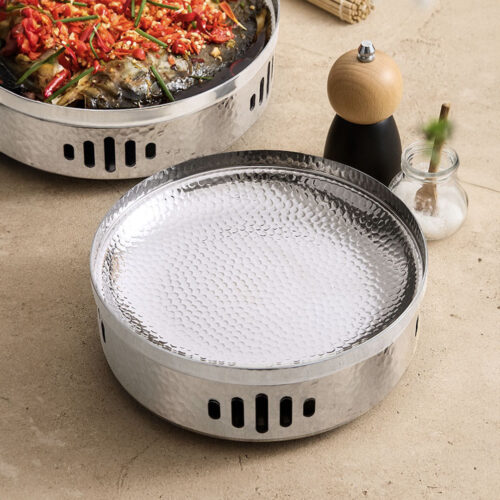 26cm Dry Pot with Hammered Texture Natural Silver Color a Kitchen - Image 3
