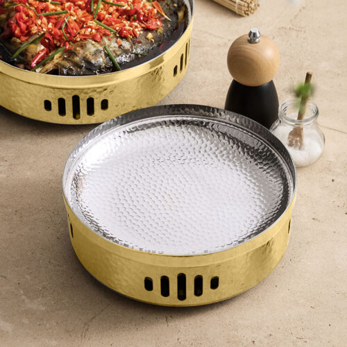 26cm Dry Pot with Hammered Texture Natural Gold Color Kitchen - Image 3