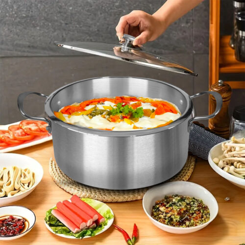 Stainless Steel 28cm Casserole with Lid Induction Cookware - Image 2