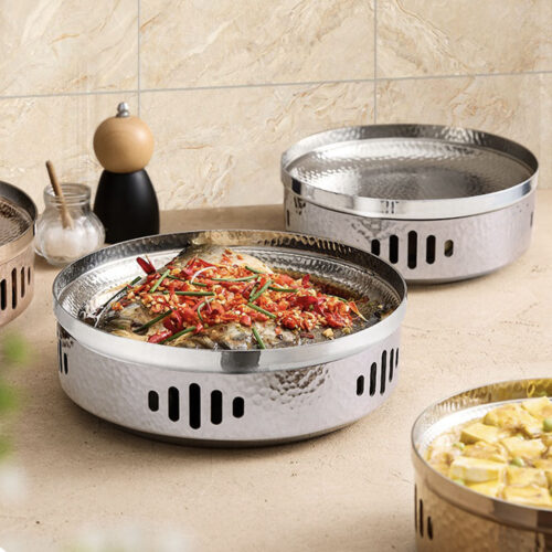 28cm Hammered Texture Dry Pot in Natural Silver Color a Kitchen - Image 2