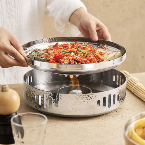 28cm Hammered Texture Dry Pot in Natural Silver Color a Kitchen - Image 4
