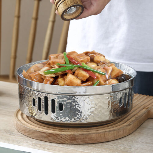 28cm Hammered Texture Dry Pot in Natural Silver Color a Kitchen - Image 7