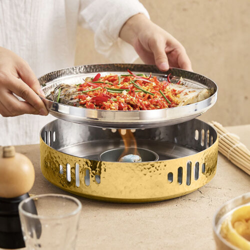 28cm Dry Pot with Hammered Texture Natural Gold Color Kitchen - Image 4