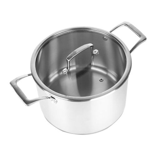 28cm Stainless Steel Soup Pot Stock Cooking Stockpot Heavy Duty Thick Bottom with Glass Lid - Image 4