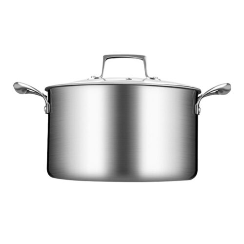 2x 20cm Stainless Steel Soup Pot Stock Cooking Stockpot Heavy Duty Thick Bottom with Glass Lid - Image 3