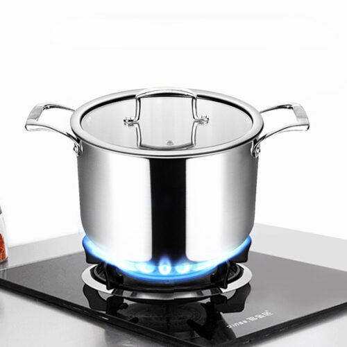 2x 20cm Stainless Steel Soup Pot Stock Cooking Stockpot Heavy Duty Thick Bottom with Glass Lid - Image 6