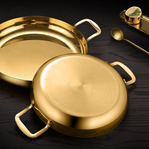 24cm Flat Base Seafood Dry Pot in Elegant Gold Color with Durable for Kitchen - Image 3