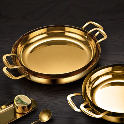 24cm Flat Base Seafood Dry Pot in Elegant Gold Color with Durable for Kitchen - Image 4