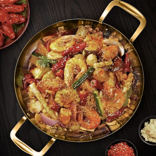 24cm Flat Base Seafood Dry Pot in Elegant Gold Color with Durable for Kitchen - Image 6