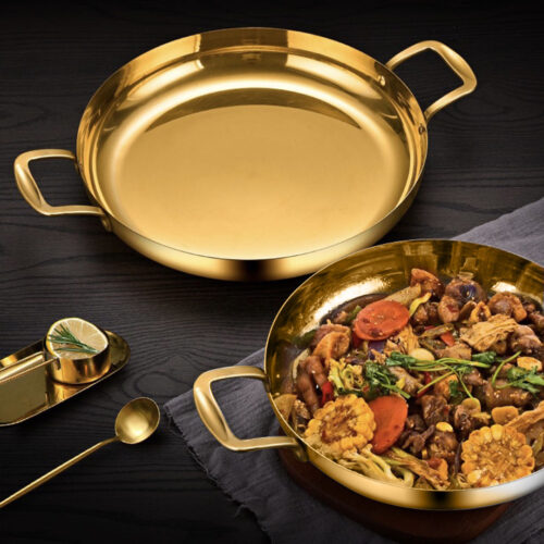 24cm Flat Base Seafood Dry Pot in Elegant Gold Color with Durable for Kitchen - Image 8