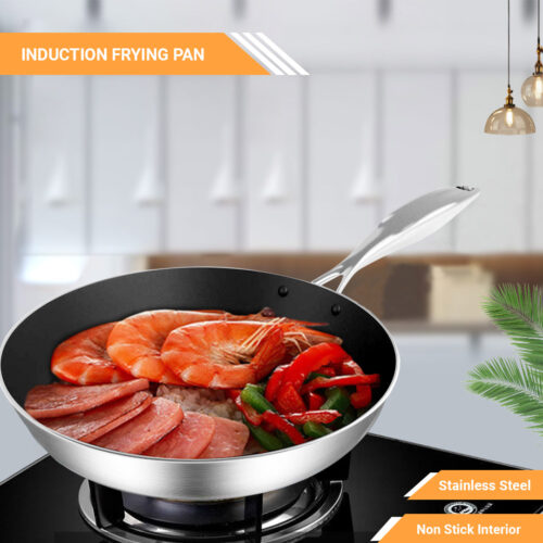 Stainless Steel Fry Pan 20cm Frying Pan Induction FryPan Non Stick Interior - Image 5