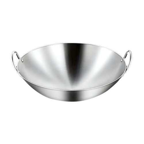 47cm Stainless Steel Kitchen Cooking Wok with 2 Sturdy Handles