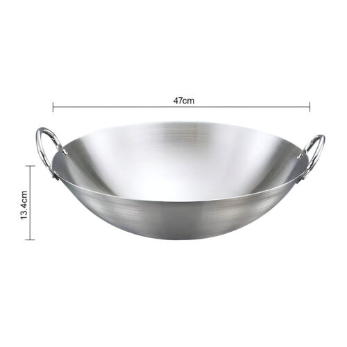 47cm Stainless Steel Kitchen Cooking Wok with 2 Sturdy Handles - Image 6