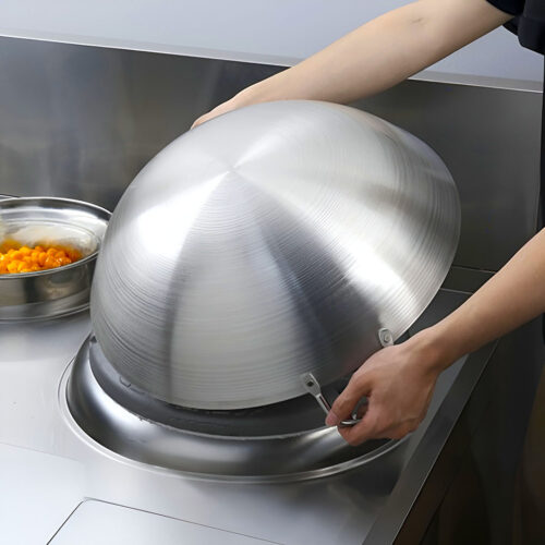 47cm Stainless Steel Kitchen Cooking Wok with 2 Sturdy Handles - Image 7