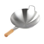 36cm Stainless Steel Kitchen Cooking Wok with Wood Handle