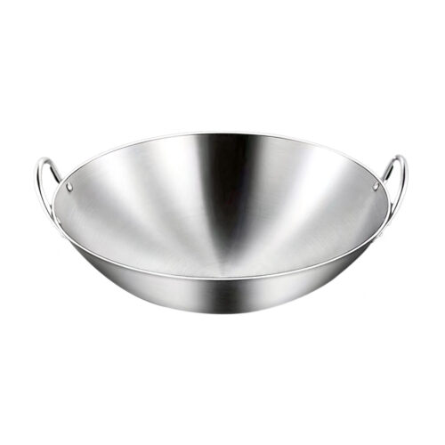 55cm Stainless Steel Kitchen Cooking Wok with 2 Sturdy Handles