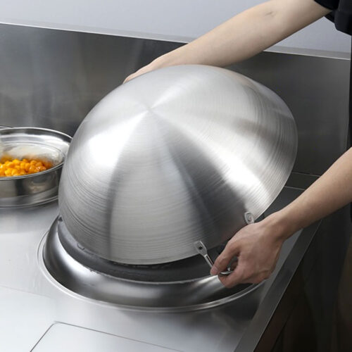55cm Stainless Steel Kitchen Cooking Wok with 2 Sturdy Handles - Image 7