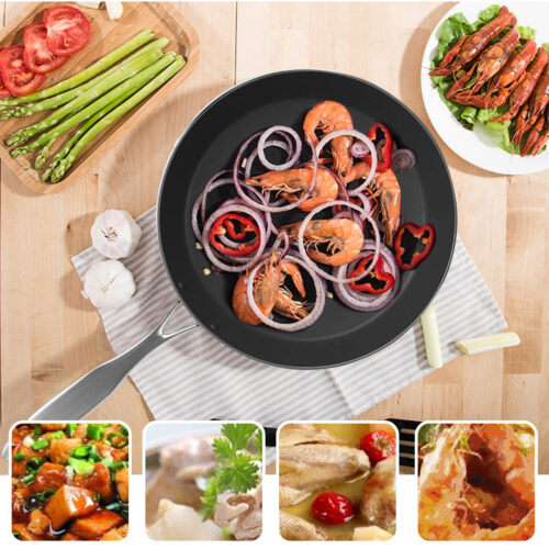 Stainless Steel Fry Pan 34cm Frying Pan Induction FryPan Non Stick Interior - Image 3