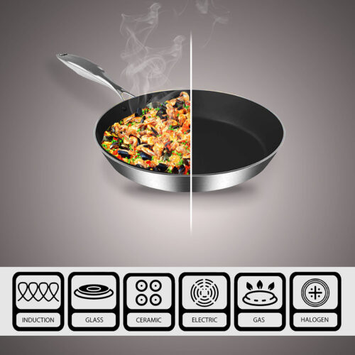 Stainless Steel Fry Pan 20cm 28cm Frying Pan Induction Non Stick Interior - Image 2