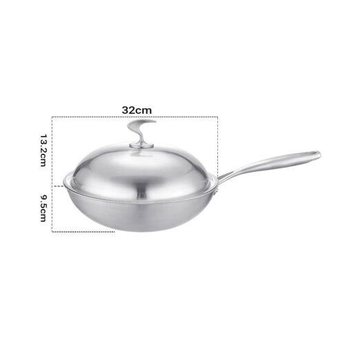 18/10 Stainless Steel Fry Pan 32cm Frying Pan Top Grade Cooking Skillet with Lid - Image 2